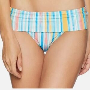 Sunsets Tulum Stripe Shirred Moderate Coverage Bikini Bottoms Size Medium